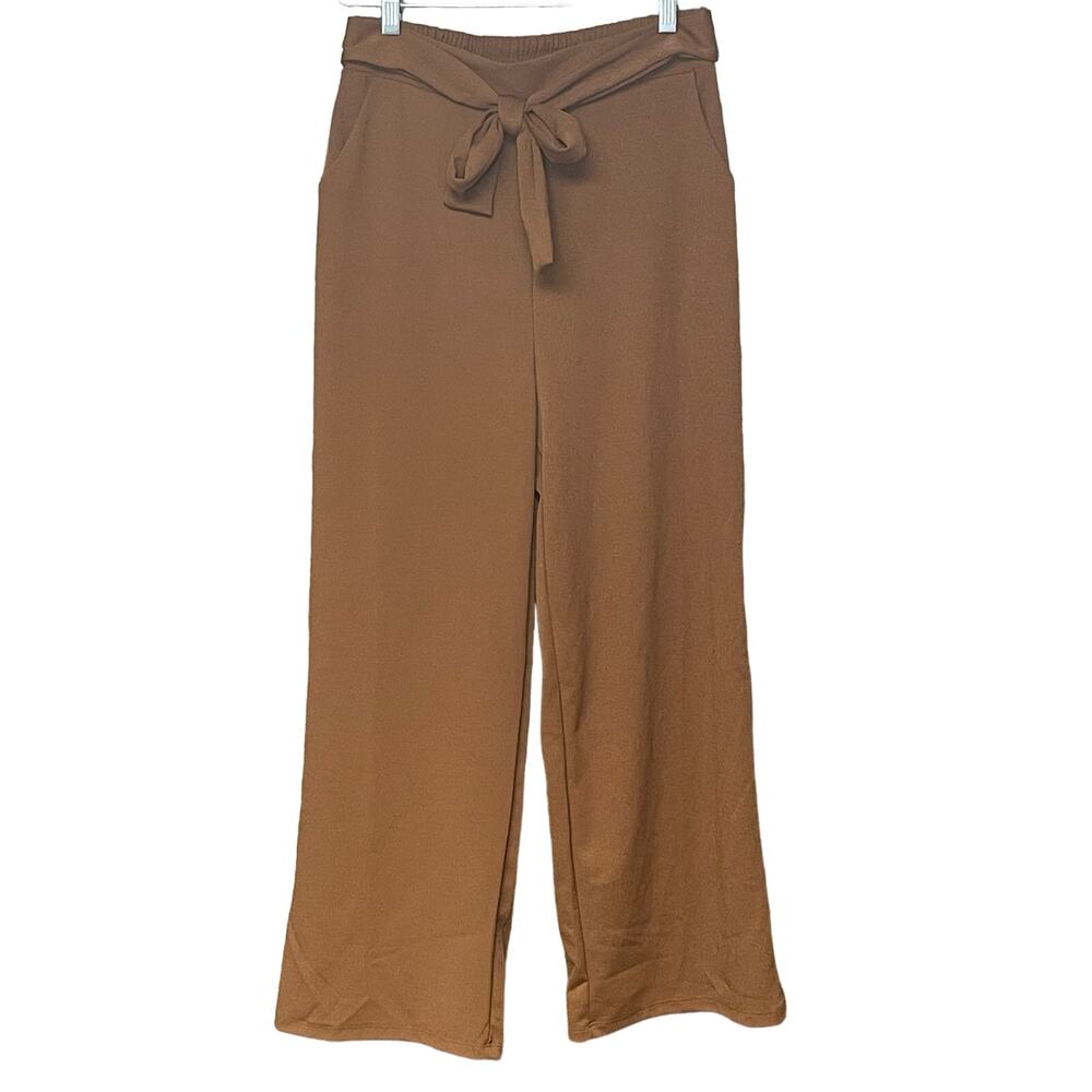 IRIS wide leg pull on pants trouser sash tie belt comfortable flowy size large